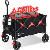 Sekey 440LBS Collapsible Foldable Wagon Cart 300L Large Capacity Folding Heavy Duty Utility 600D Oxford Fabric Garden Cart with Big All-Terrain Beach Wheel Cup Holders for Grocery Camp Handle